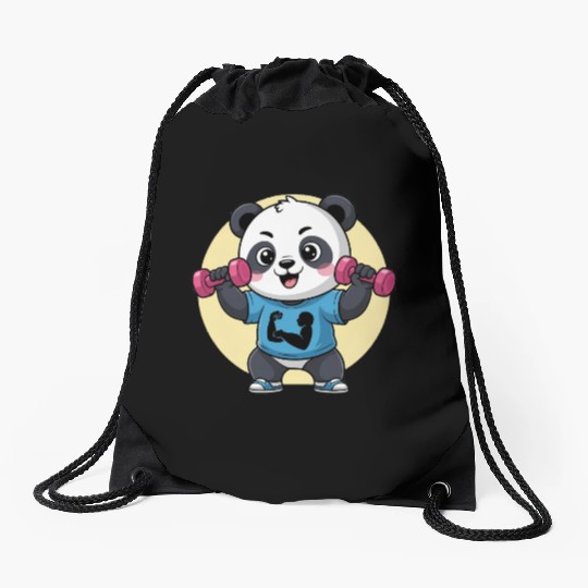 Panda Gym Workout Drawstring Bags