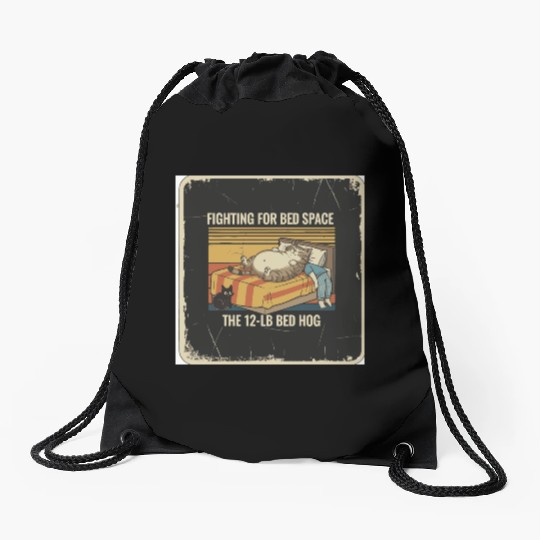 Fighting for Bed Space Cat Design Drawstring Bags