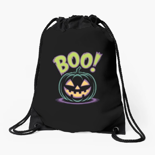 Spooky Pumpkin Halloween Design Drawstring Bags