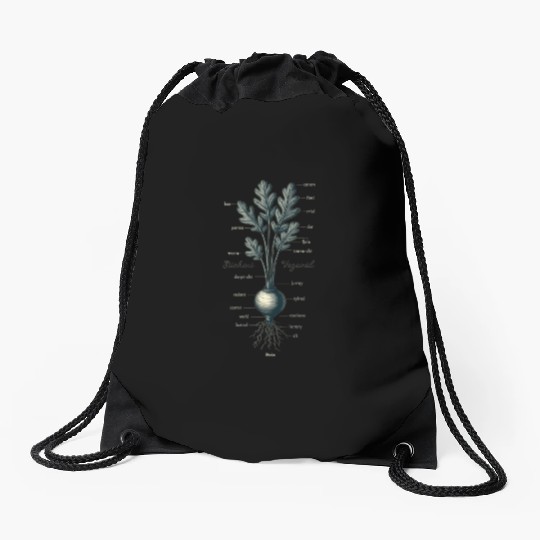 Illustrated Vegetable Cross-Section Design Drawstring Bags
