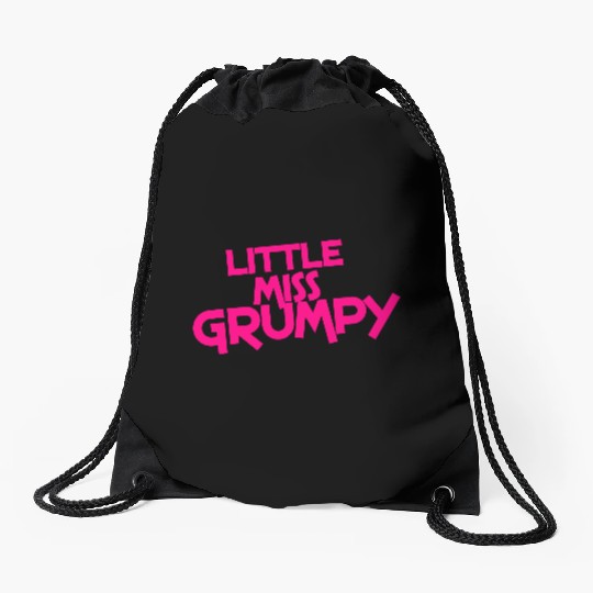 little miss grumpy Drawstring Bags