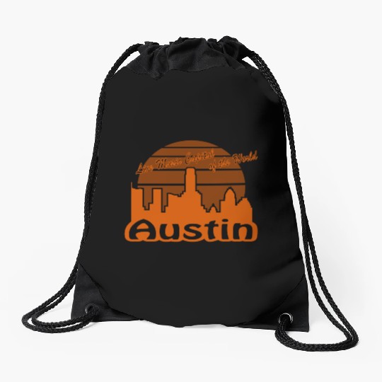 Austin Texas burnt orange Drawstring Bags