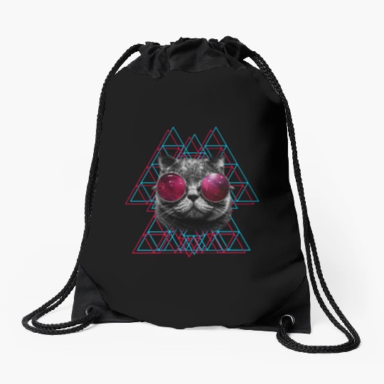 3D Space Cat Drawstring Bags (Womens)