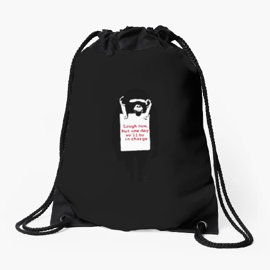 Banksy Laugh Now Monkey Drawstring Bags