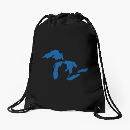 The Great Lakes Design Michigan SIlhouette Vector Drawstring Bags