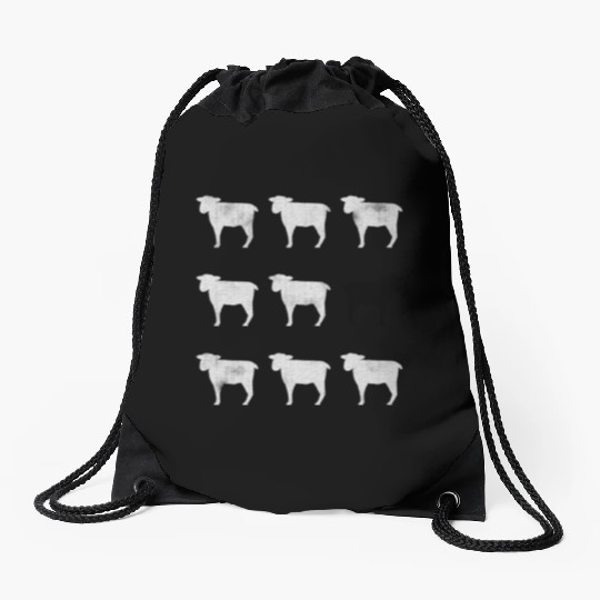 Many White Sheep: One Black Sheep Drawstring Bags
