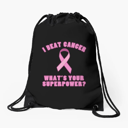 I Beat Cancer (Superpower) Drawstring Bags