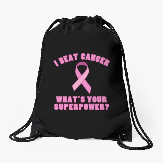 I Beat Cancer (Superpower) Drawstring Bags