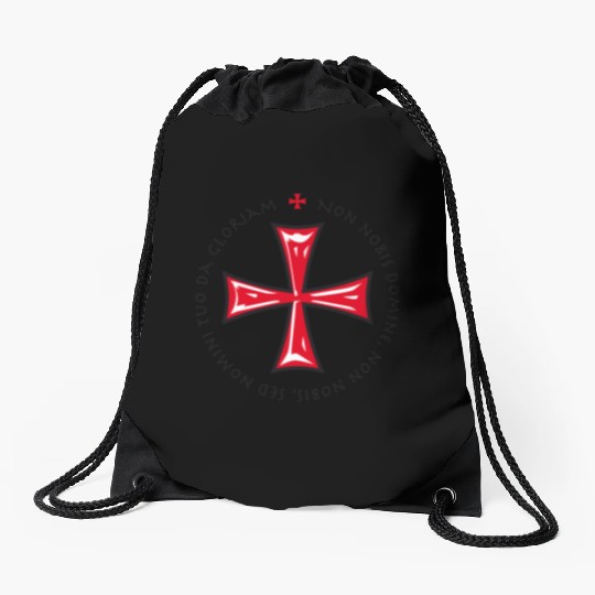 Cross Knights Templar Crusader non nobis domine Drawstring Bags