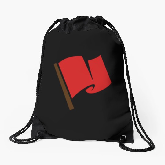 Waving Red Flag Drawstring Bags