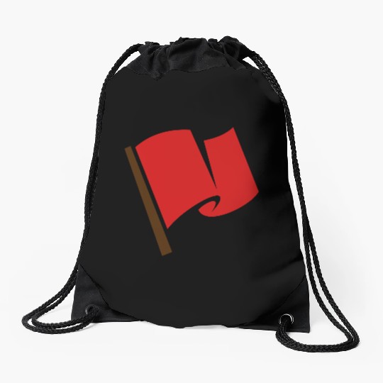Waving Red Flag Drawstring Bags