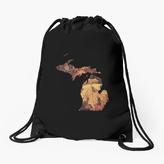 Michigan Autumn Fall Leaves Drawstring Bags