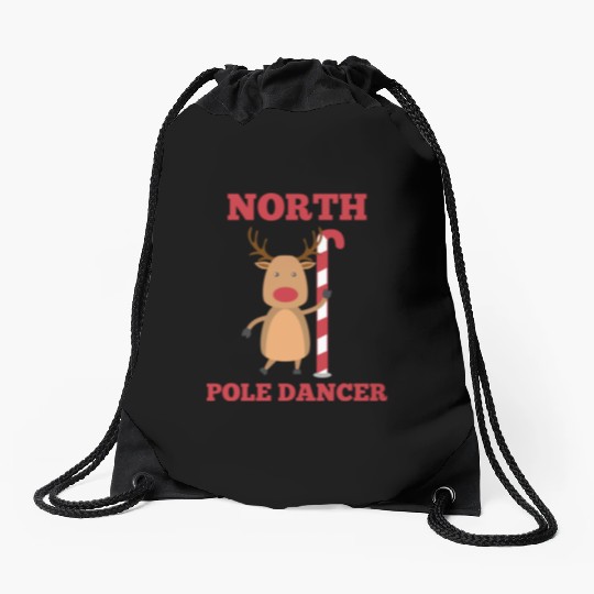 North Pole Dancer Drawstring Bags