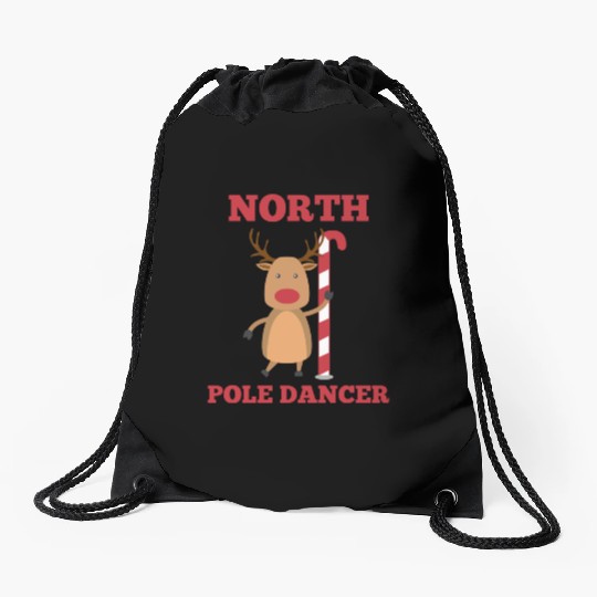 North Pole Dancer Drawstring Bags