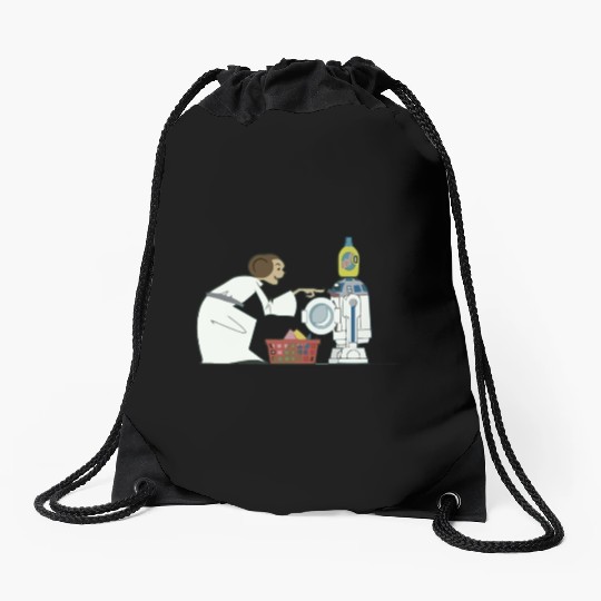 Funny Star Wars r2d2 and Leia comic Drawstring Bags