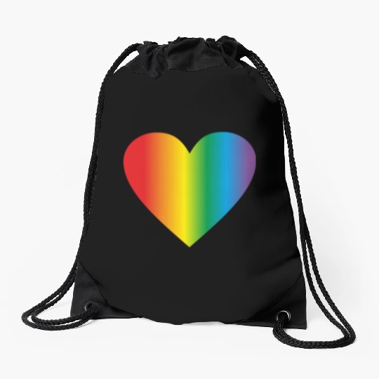 Lgbt rainbow heart, gay heart Drawstring Bags