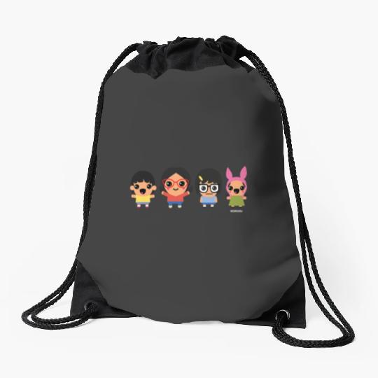 Bobs Burgers Chibi Kawaii Linda Gene Tina and Louise Drawstring Bags