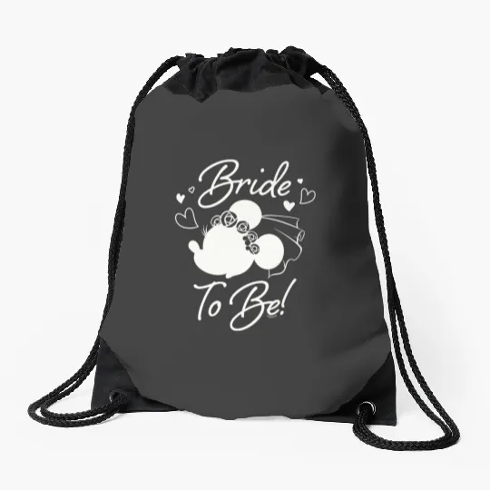 Womens Disney Minnie Mouse Bride to Be Wedding Bridal Bachelorette VNeck Drawstring Bags