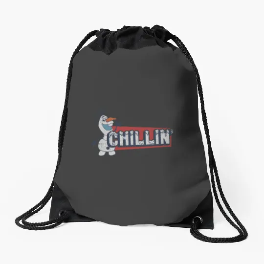 disney frozens Olaf Chillin Red Block Text Drawstring Bags