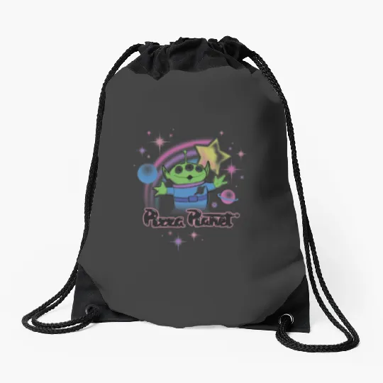 Disney Pixars Toy Story Alien Pizza Planets Airbrush Drawstring Bags