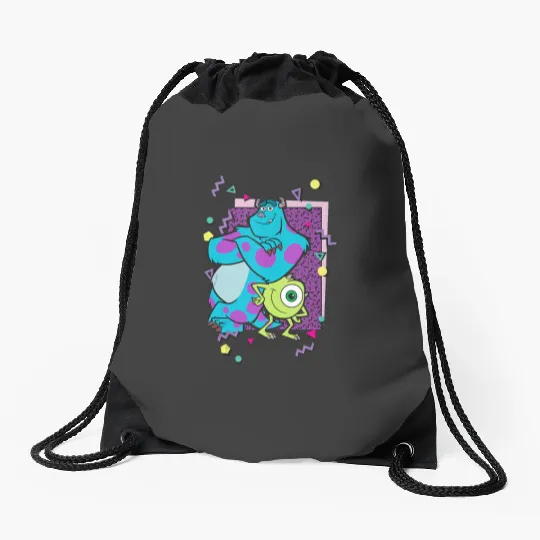 Disney Pixars Monsters Inc. Mike And Sully 90s Style Drawstring Bags