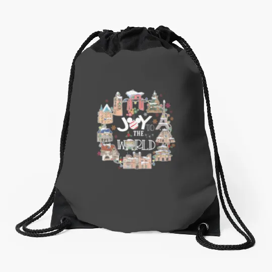 Disney Joy To The World Drawstring Bags, Epcot World Showcase, Disney Christmas Drawstring Bags