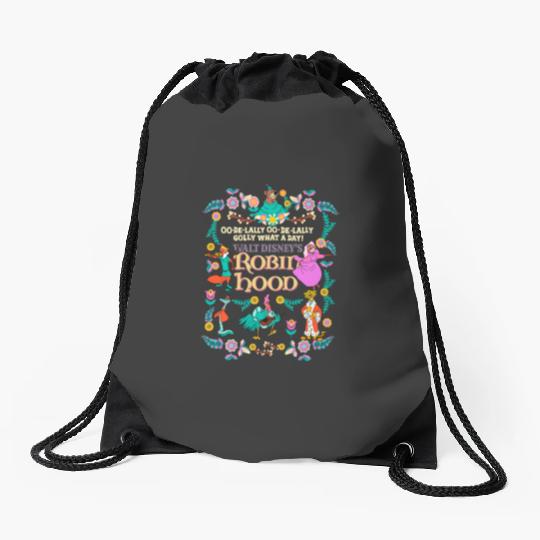 Vintage Disney Robin Hood Floral Drawstring Bags, Disney Family Trip 2024 Drawstring Bags