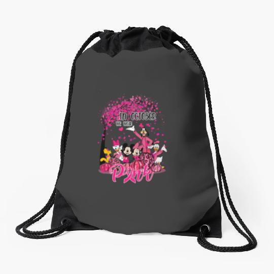 Disney 2023 Breast Cancer Survivor, October Breast Cancer Month Drawstring Bags