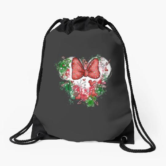 Minnie Mouse Christmas Drawstring Bags, Disney Christmas, Minnie Head Christmas Drawstring Bags