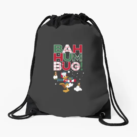 Donald Duck Chip N Dale Bah Humbug Drawstring Bags, Funny Disney Christmas Drawstring Bags