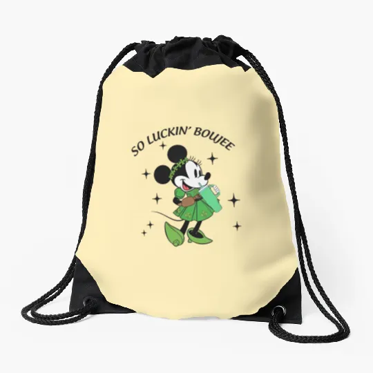 Minnie So Luckin Boujee Drawstring Bags, Lucky Minnie, Disney St Patricks Day
