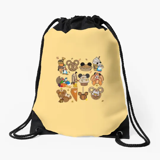 Disney Thanksgiving Drawstring Bags, Disney Fall Vibes Drawstring Bags, Mickey Mouse Pumpkin Drink Drawstring Bags