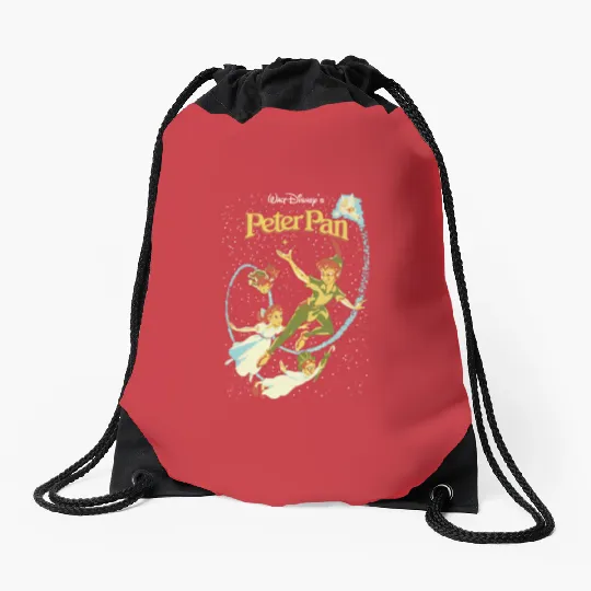 Vintage Peter Pan Drawstring Bags | Peter Pan Graphic Drawstring Bags | Disneyland Graphic Drawstring Bags