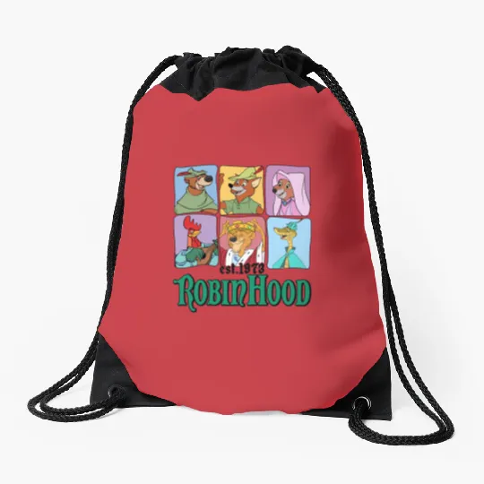 Retro Disney Robin Hood Characters Est. 1973 Drawstring Bags