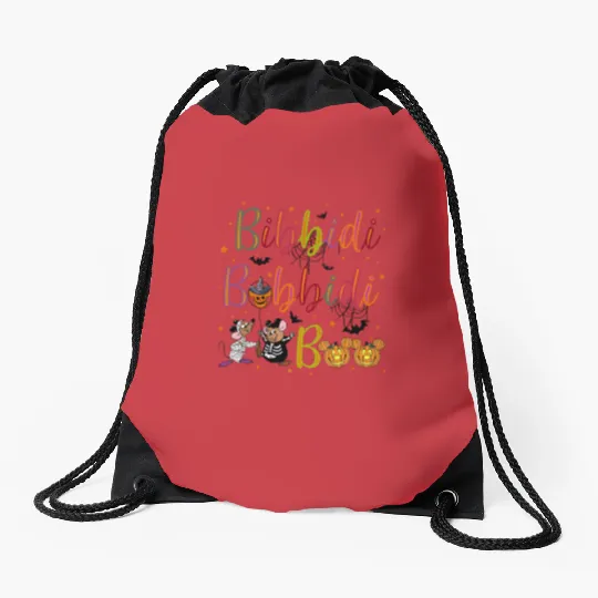 Retro Bibbidi Bobbidi Boo Halloween Drawstring Bags, Jaq And Gus Drawstring Bags,Halloween Pumpkin Drawstring Bags, Disney Cinde Drawstring Bags