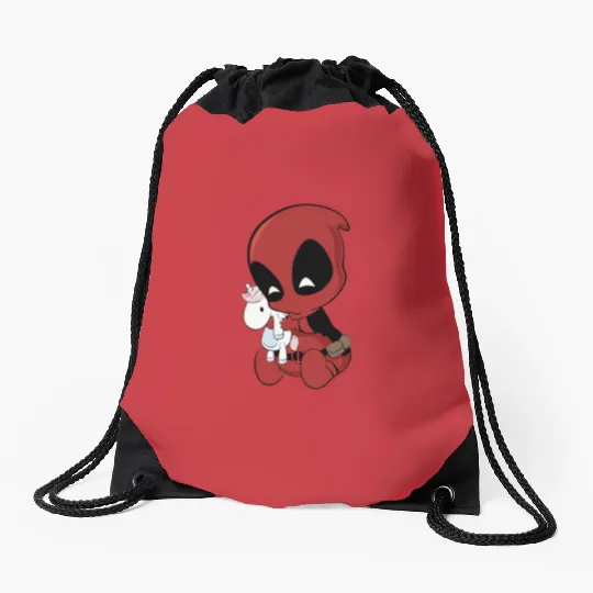 Deadpool With Unicorn Drawstring Bags, Marvel Family Party Gift, Disneyland Family Unisex Adult Drawstring Bags
