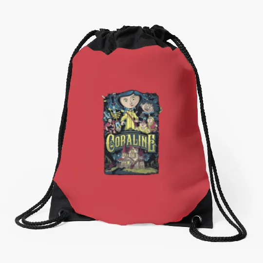 Coraline Drawstring Bags, Coraline Doll Drawstring Bags, Vintage Disney Halloween Party Drawstring Bags