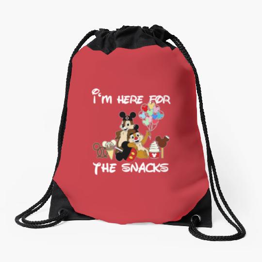 I'M Just Here For The Snacks Drawstring Bags, Snacking Around The World Drawstring Bags, Chip And Dale Drawstring Bags Disney Trip Family Drawstring Bags