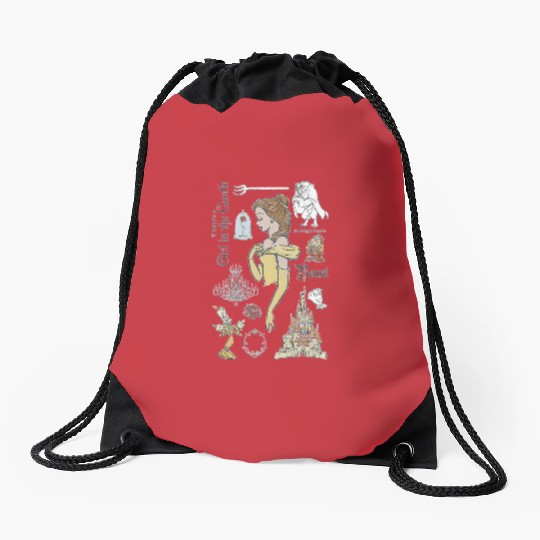 Disney Beauty And The Beast Characters Sketched Drawstring Bags, Magic Kingdom Drawstring Bags
