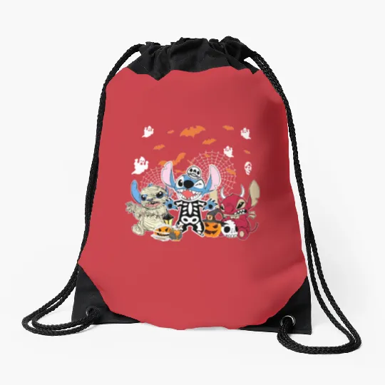 Stitch Scream Holding Balloons Color Drawstring Bags, Disney's Lilo And Stitch Halloween Drawstring Bags