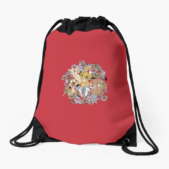 Vintage Floral Lion King, Timon and Pumbaa Drawstring Bags, Floral Disney Drawstring Bags