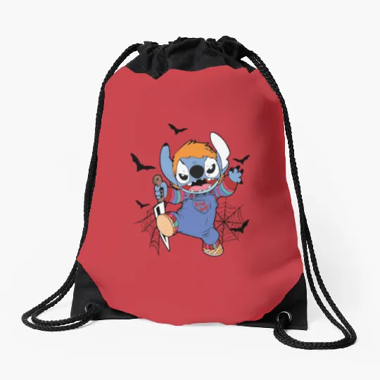 Disney Halloween Chucky Stitch Drawstring Bags, Disney Stitch Horror Movie Drawstring Bags, Chucky Drawstring Bags