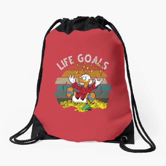 Retro Disney Ducktales Scrooge Goals McDuck Duck Tales Portrait  Vintage Style  Family Matching Drawstring Bags Cool Gift Ideas Men Women Drawstring Bags