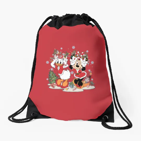 Vintage Disney Christmas  Drawstring Bags, Minnie and Daisy Christmas