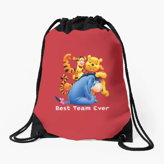 Disney Best Team Ever Drawstring Bags, Disneyworld Eeyore Winnie The Pooh Tiger Drawstring Bags, Animal Kingdom Drawstring Bags