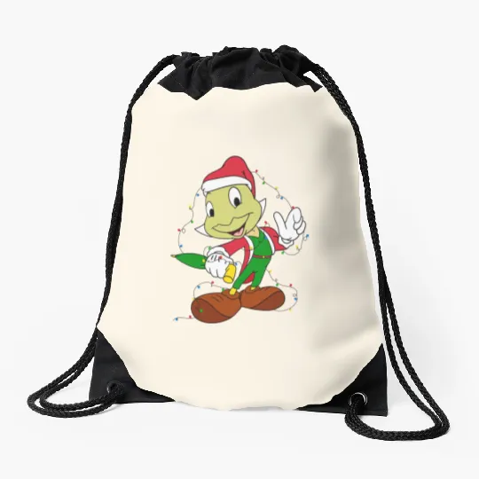 Disney Jiminy Cricket Pinocchio Santa Christmas Lights Drawstring Bags