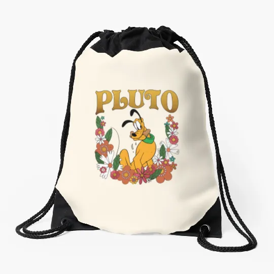 Pluto Dog Disney Floral Drawstring Bags, Retro Pluto Drawstring Bags, Disney Pluto Drawstring Bags, Disney Animal Kingdom Drawstring Bags