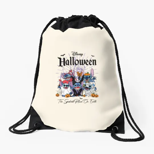 Disney Stitch Halloween Drawstring Bags, Stitch Halloween Pumpkin Drawstring Bags, Stitch Horror Halloween Drawstring Bags, Disney Castle Halloween Drawstring Bags