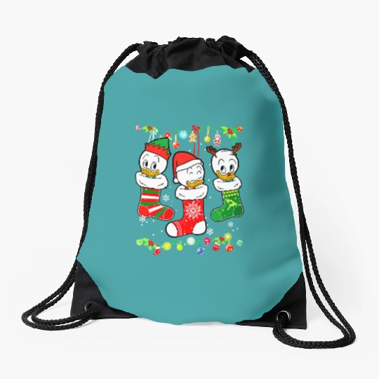 Disney DuckTales Huey, Louie, Dewey Christmas Socks Lights Drawstring Bags