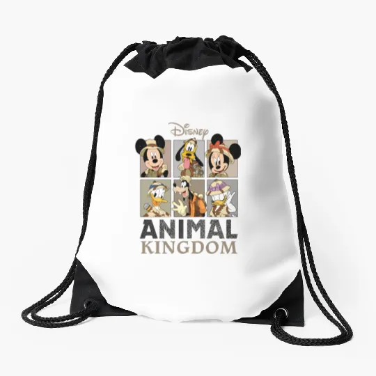 Disney Mickey Safari  Drawstring Bags, Retro Disney Animal Kingdom Mickey Drawstring Bags